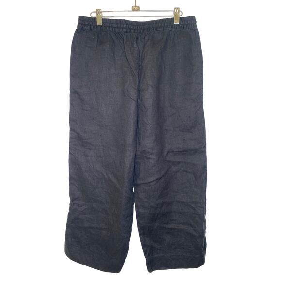 DKNY Pure Linen Crop Wide Leg Pants & Short Sleeve Top Set EUC Sz S/M Black - Picture 12 of 16